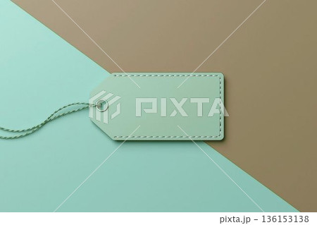 メッセージタグ　革風のタグ　ミントグリーンと茶色 136153138