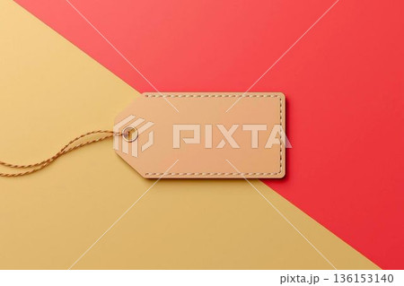 メッセージタグ　革風のタグ　オレンジとベージュ 136153140