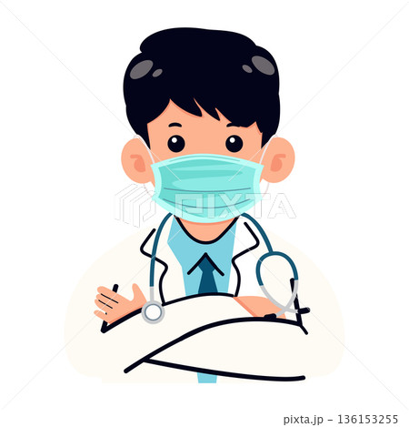 Doctor Wearing Face Mask Man Doctor Wearing Face Mask Man 136153255