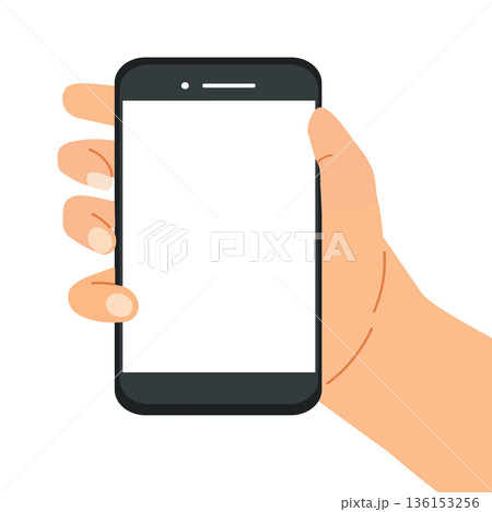 Hand Holding Smartphone in Modern Use 136153256