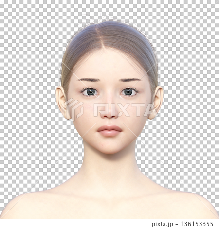 素顏，裸臉，女性素顏，上半身，仰面朝上 136153355