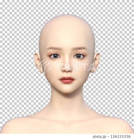 光頭，光頭女人的臉，上半身，臉朝上 136153356