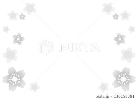 グレーの桜に囲まれたフレーム 136153381