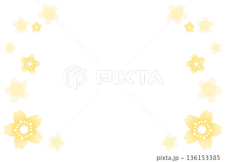 黄色の桜に囲まれたフレーム 136153385