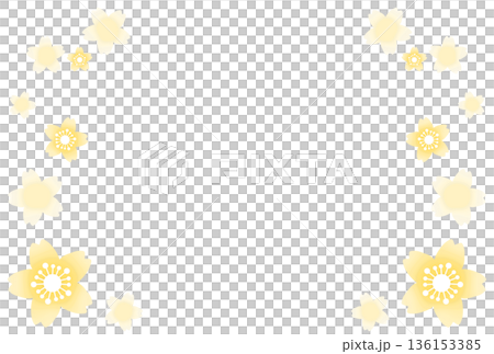 畫框周圍環繞著黃色櫻花 136153385