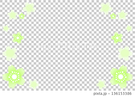 一幅被黃綠色櫻花環繞的畫框 136153386