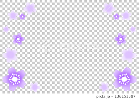 畫框周圍環繞著紫色的櫻花 136153387