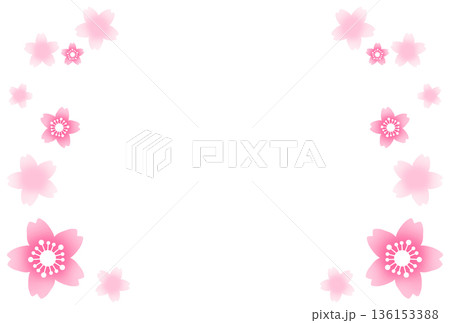 鮮やかなピンク色の桜に囲まれたフレーム 136153388