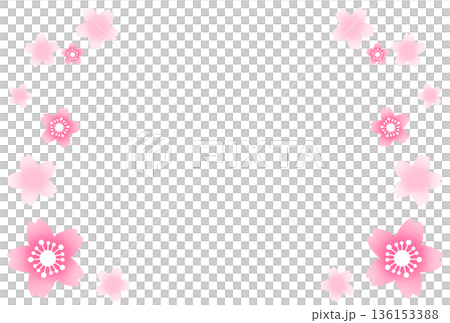 鮮やかなピンク色の桜に囲まれたフレーム 136153388