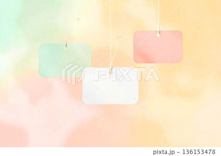 パステルカラーのメッセージタグ カラフルな背景 パステルカラーのメッセージタグ カラフルな背景 136153478
