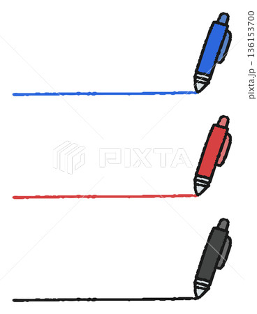 ボールペンで下線を引く手描きイラストセット ボールペンで下線を引く手描きイラストセット 136153700