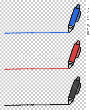 ボールペンで下線を引く手描きイラストセット ボールペンで下線を引く手描きイラストセット 136153700