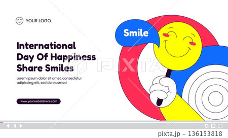 World Happiness Day Flat Cartoon Hand Drawn Thumbnail Background Illustration 136153818