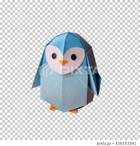 白色背景上的摺紙企鵝 136153841