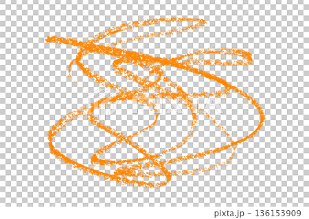 orange pencil strokes isolated on transparent background 136153909