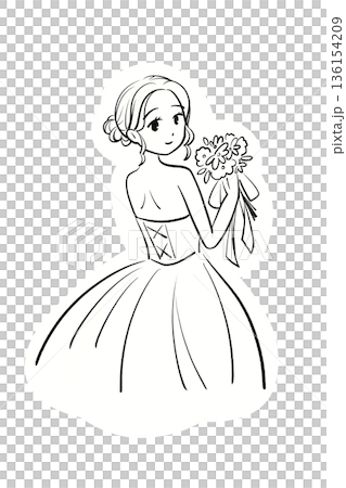 Bride turning around and smiling Bride turning around and smiling 136154209