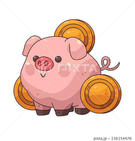illustration of Pig chinese zodiac 136154476