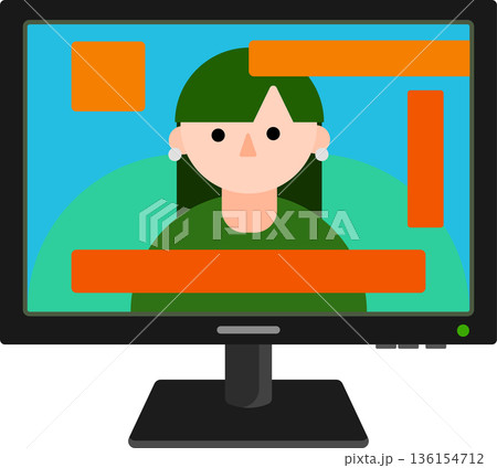 人が映るテレビのイラスト 人が映るテレビのイラスト 136154712