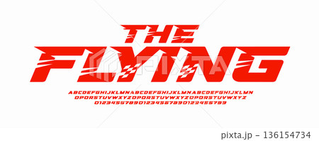 Sport Font Logo Alphabet Bold Italic Letter Set Modern Typography, Creative Typographic Design for Title Text, Car Race Typo Poster Headline, Red Type Symbol Logotype, Racing Fonts. Vector Typeface 136154734