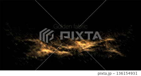 A separate design element, an abstract wavy figure in gold color made of small mosaic tiles 136154931