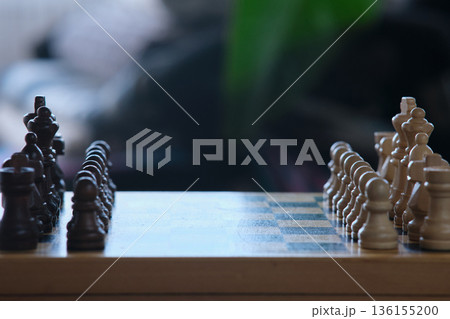 A chess board with pieces ready to play 136155200