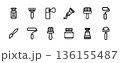 Painting tools icon set, simple black outline. Paintbrush, paint roller and bottles. 136155487