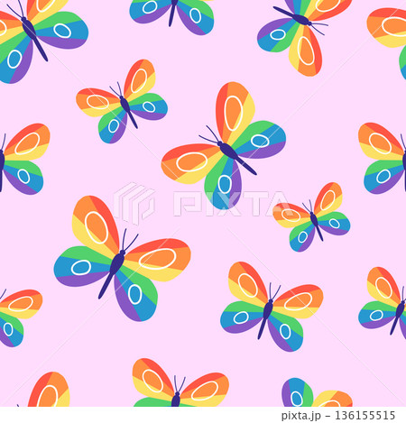 Seamless rainbow butterfly pattern  136155515
