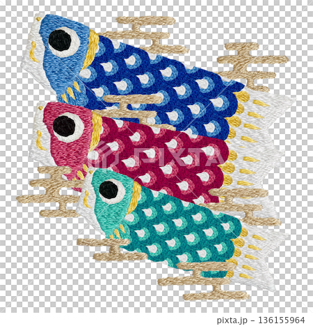 [Carp streamer tip] Hand embroidery illustration material 136155964