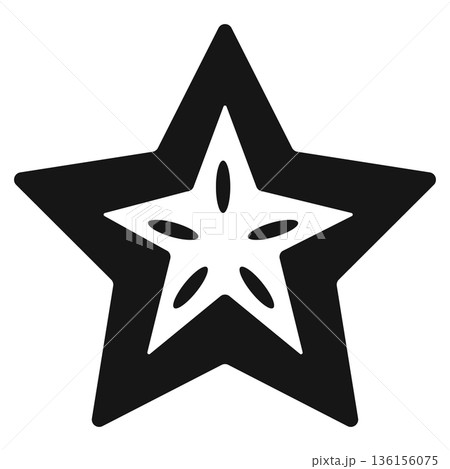 Star Fruit Slice Silhouette Icon for Tropical Refreshments and Decorative Elements 136156075