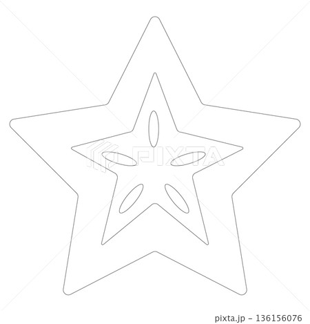 Detailed Line Art Star Fruit Slice Icon for Healthy Eating and Exotic Produce 136156076