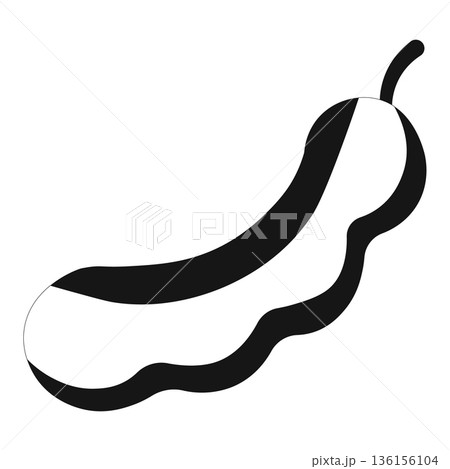 Curvy Gourd or Pod Black Silhouette Icon for Vegetable Gardens and Healthy Food Content 136156104