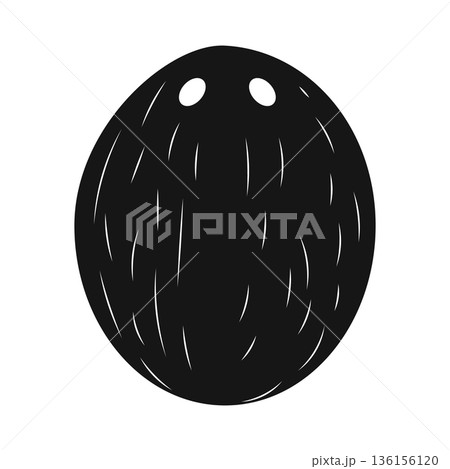 Whole Coconut Silhouette Icon for Healthy Food and Tropical Drink Concepts 136156120