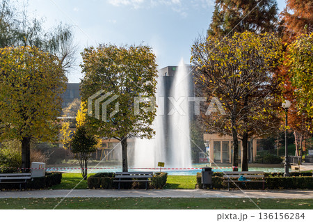 Modern Urban Landscape of Palas Iasi Public Garden in Romania Modern Urban Landscape of Palas Iasi Public Garden in Romania 136156284