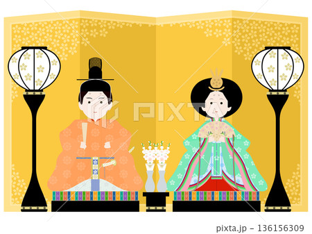 ひな祭りのイラストセット 136156309