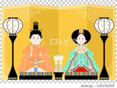 ひな祭りのイラストセット 136156309