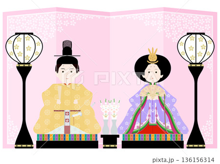 ひな祭りのイラストセット 136156314