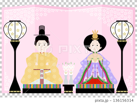 ひな祭りのイラストセット 136156314