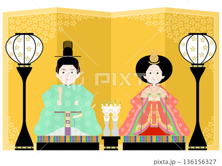ひな祭りのイラストセット ひな祭りのイラストセット 136156327