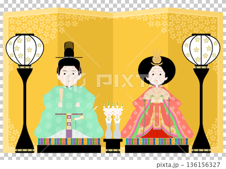 ひな祭りのイラストセット ひな祭りのイラストセット 136156327