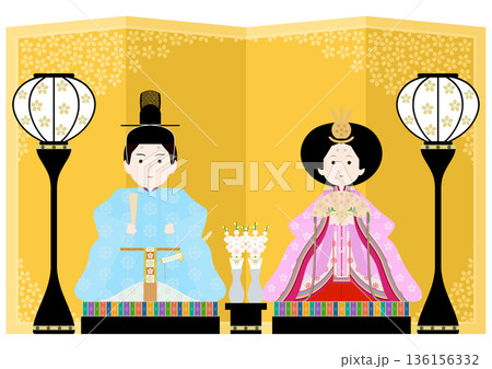 ひな祭りのイラストセット 136156332