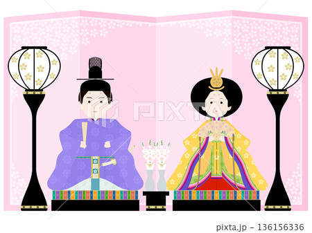 ひな祭りのイラストセット 136156336