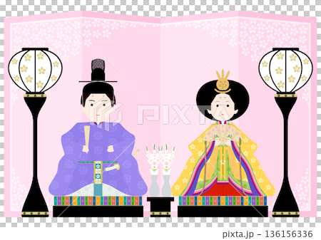 ひな祭りのイラストセット 136156336
