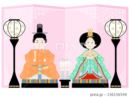 ひな祭りのイラストセット ひな祭りのイラストセット 136156549
