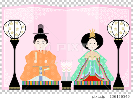 ひな祭りのイラストセット ひな祭りのイラストセット 136156549
