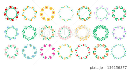 Big set of round floral wreaths Big set of round floral wreaths 136156877