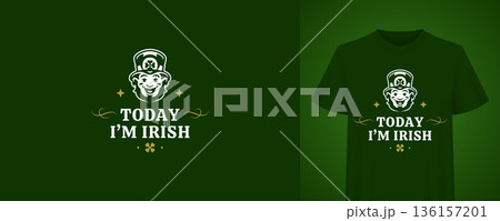 Saint Patricks Day Leprechaun Quote Vector Illustration T-shirt Design Template 136157201