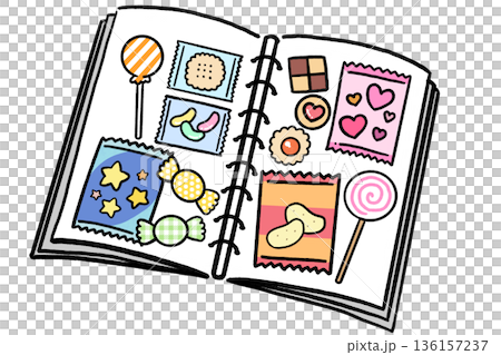 一本裝滿糖果的可愛糖果書插圖 136157237