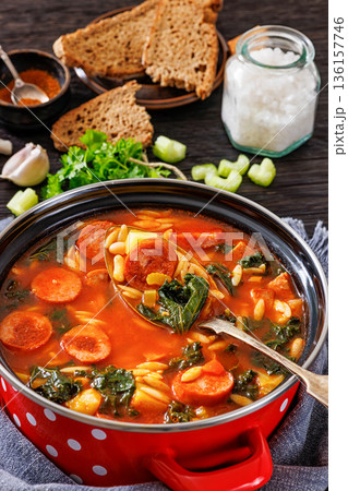 Swamp Soup with Sausage Kale White Bean and Orzo Swamp Soup with Sausage Kale White Bean and Orzo 136157746