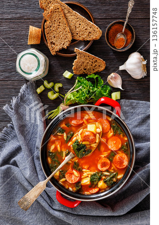 Swamp Soup with Sausage Kale White Bean and Orzo Swamp Soup with Sausage Kale White Bean and Orzo 136157748