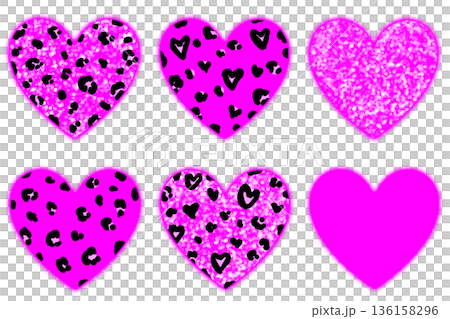 ギャルなピンクのヒョウ柄のハート 136158296